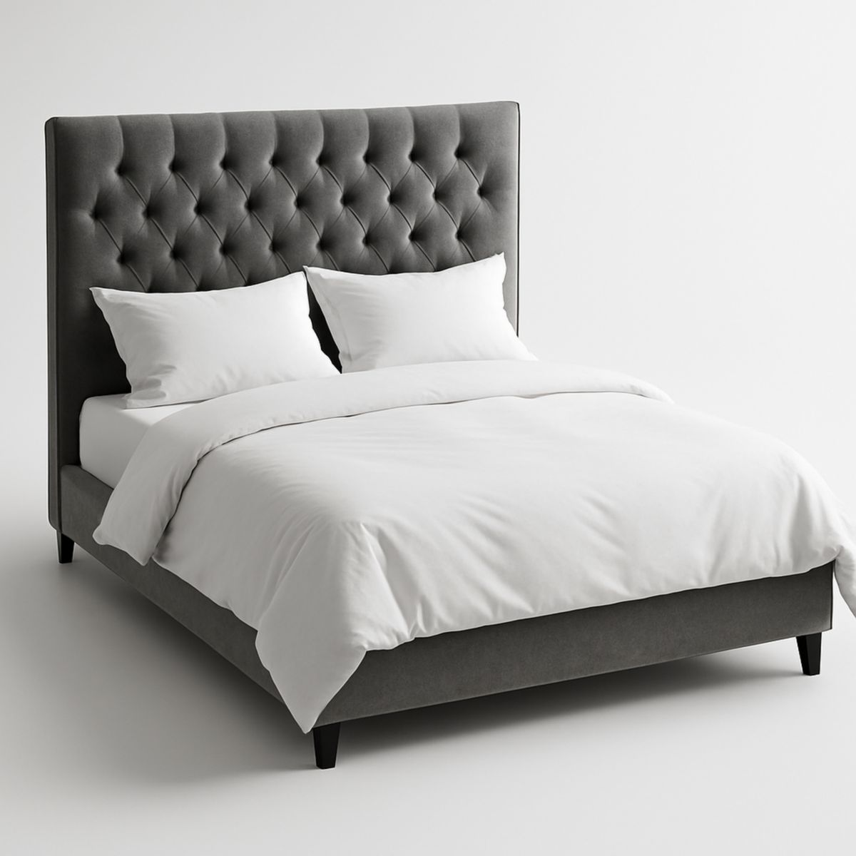 Polsterbett mit getuftetem Kopfteil 200x160 cm Grau