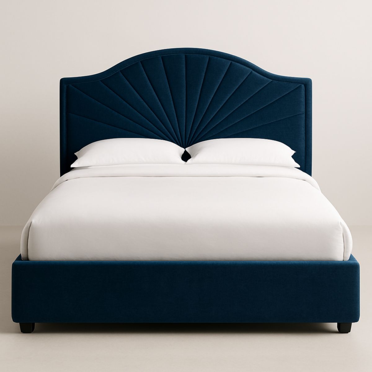 Polsterbett aus Kiefernholz mit Samtbezug 200x160 cm Dunkelblau