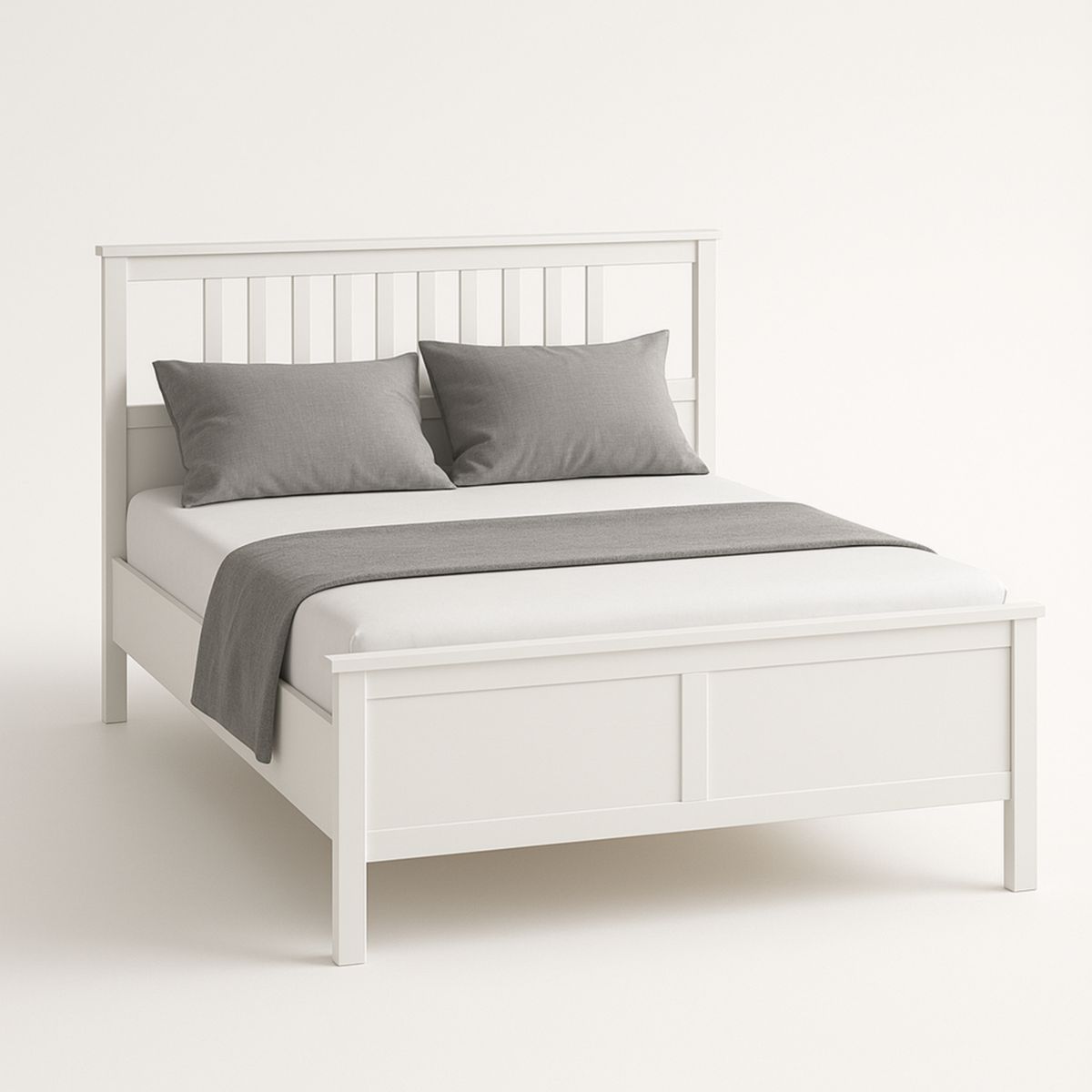 Doppelbett aus Holz 200x160cm Weiß mit Kopfteil