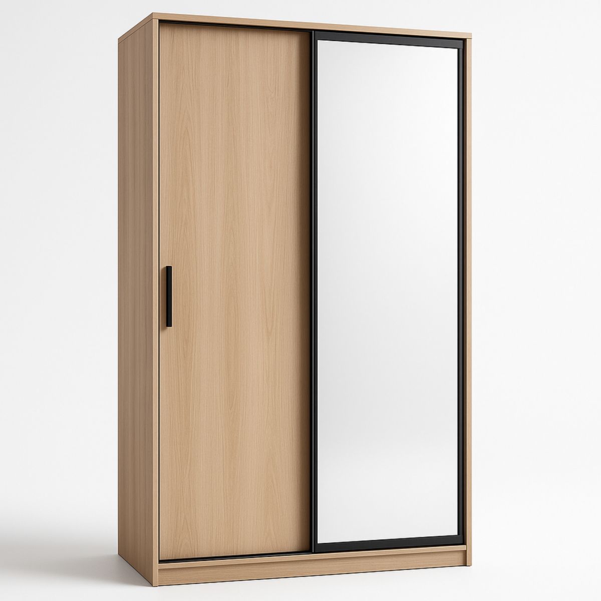 Kleiderschrank mit Schiebetüren 120x200x60 cm Holzfaserplatte gehärtetes Glas Eiche/Schwarz