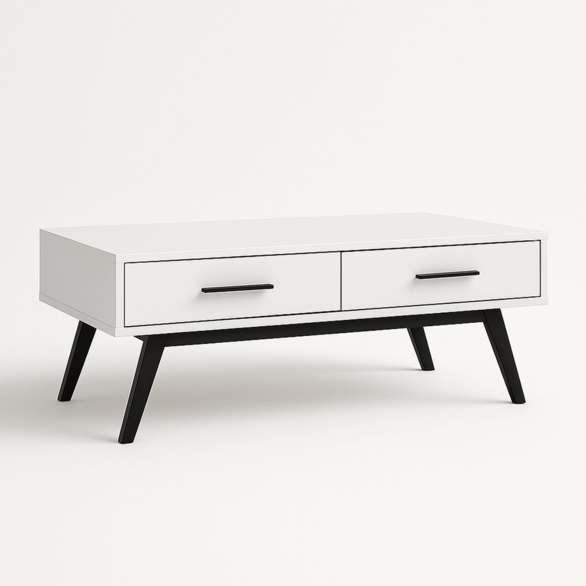 Couchtisch rechteckig MDF Massivholz Weiß Schwarz 110x60x45 cm