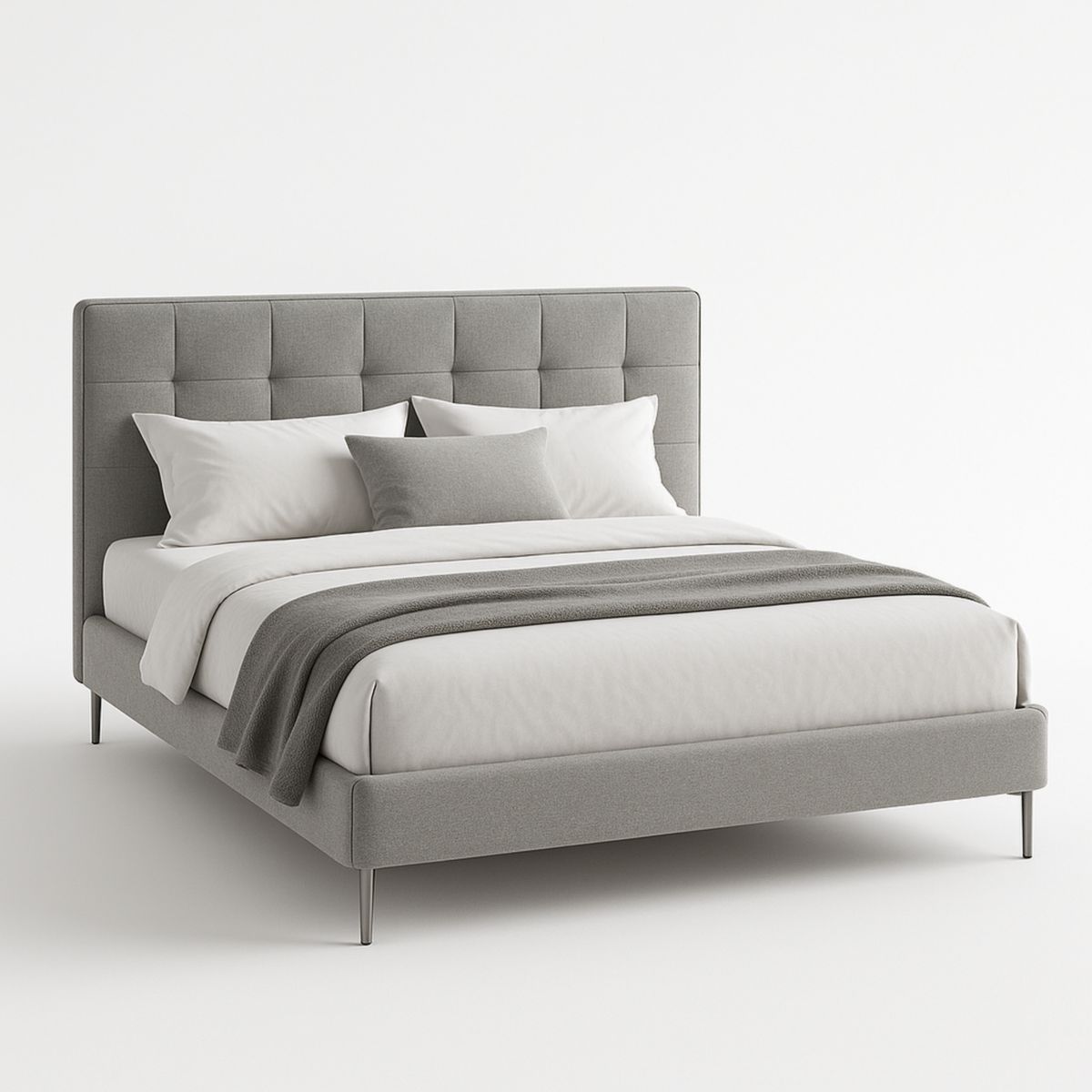 Polsterbett Rechteck Form Grauer Polyesterstoff 200 cm x 160 cm