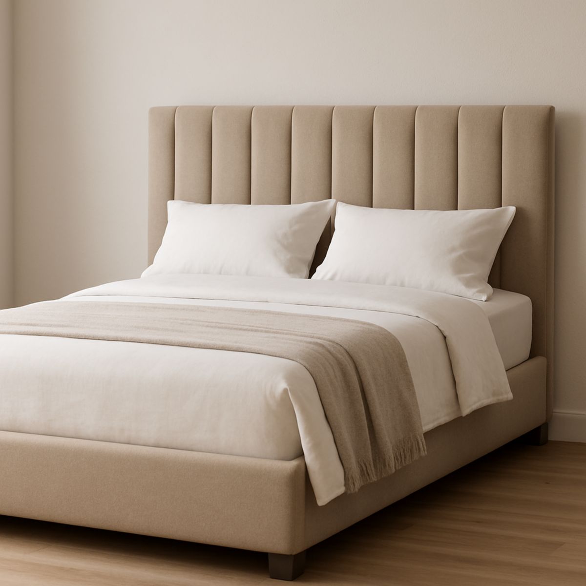 Polsterbett Rechteckige Form Stoff Beige 200x160 cm