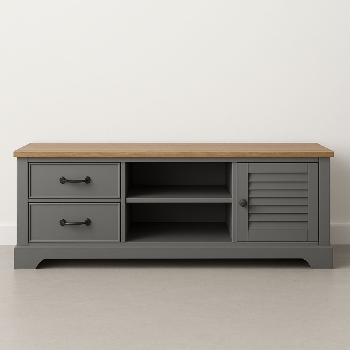 TV-Schrank rechteckig MDF/Spanplatte Holzoptik Grau 150x45x50 cm