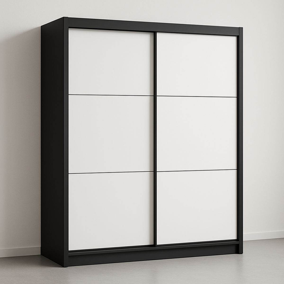 Schiebetürenschrank Holz 200x60x220cm Schwarz/Weiß