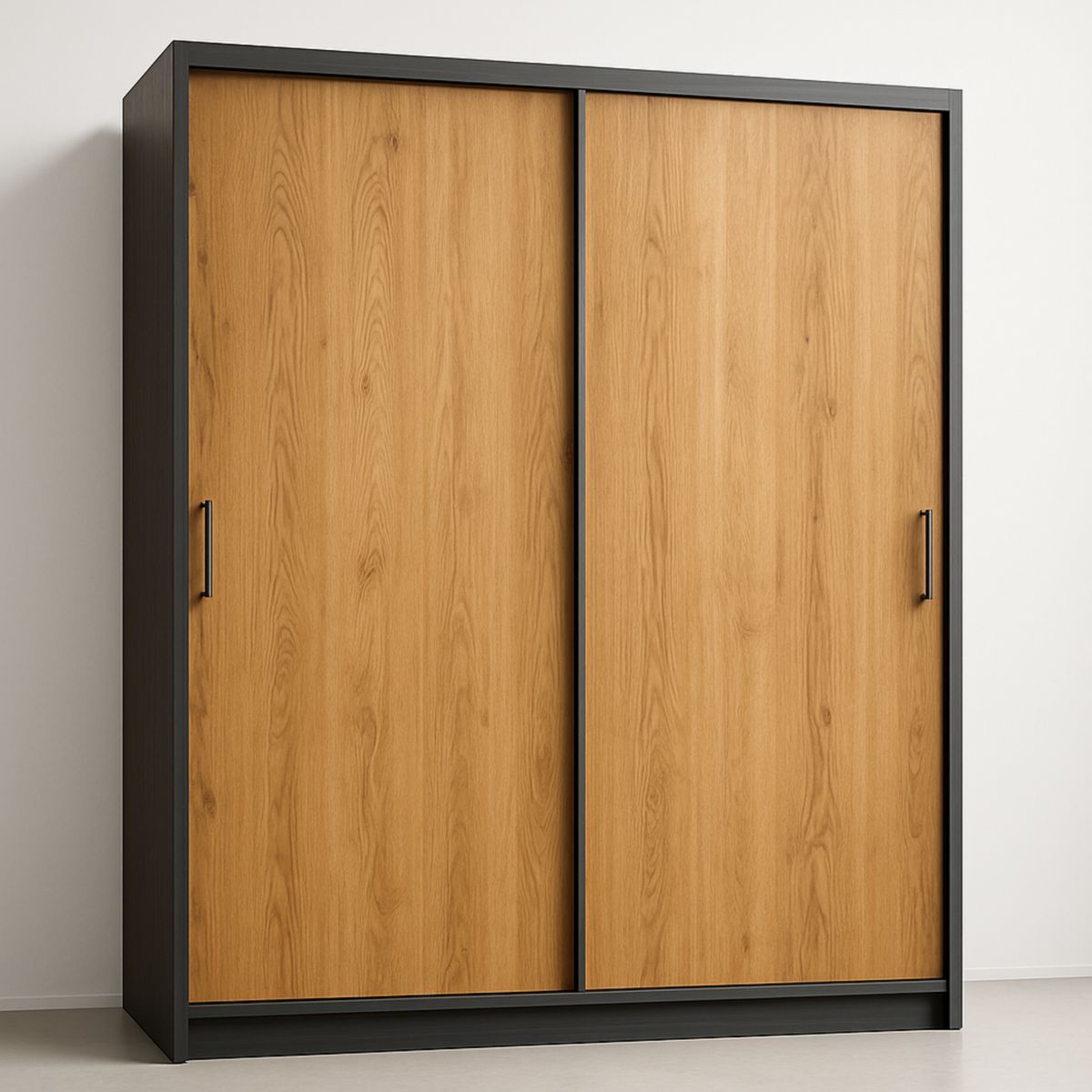 Schiebetürenschrank Holzfurnier Braun/Schwarz 200x60x216 cm