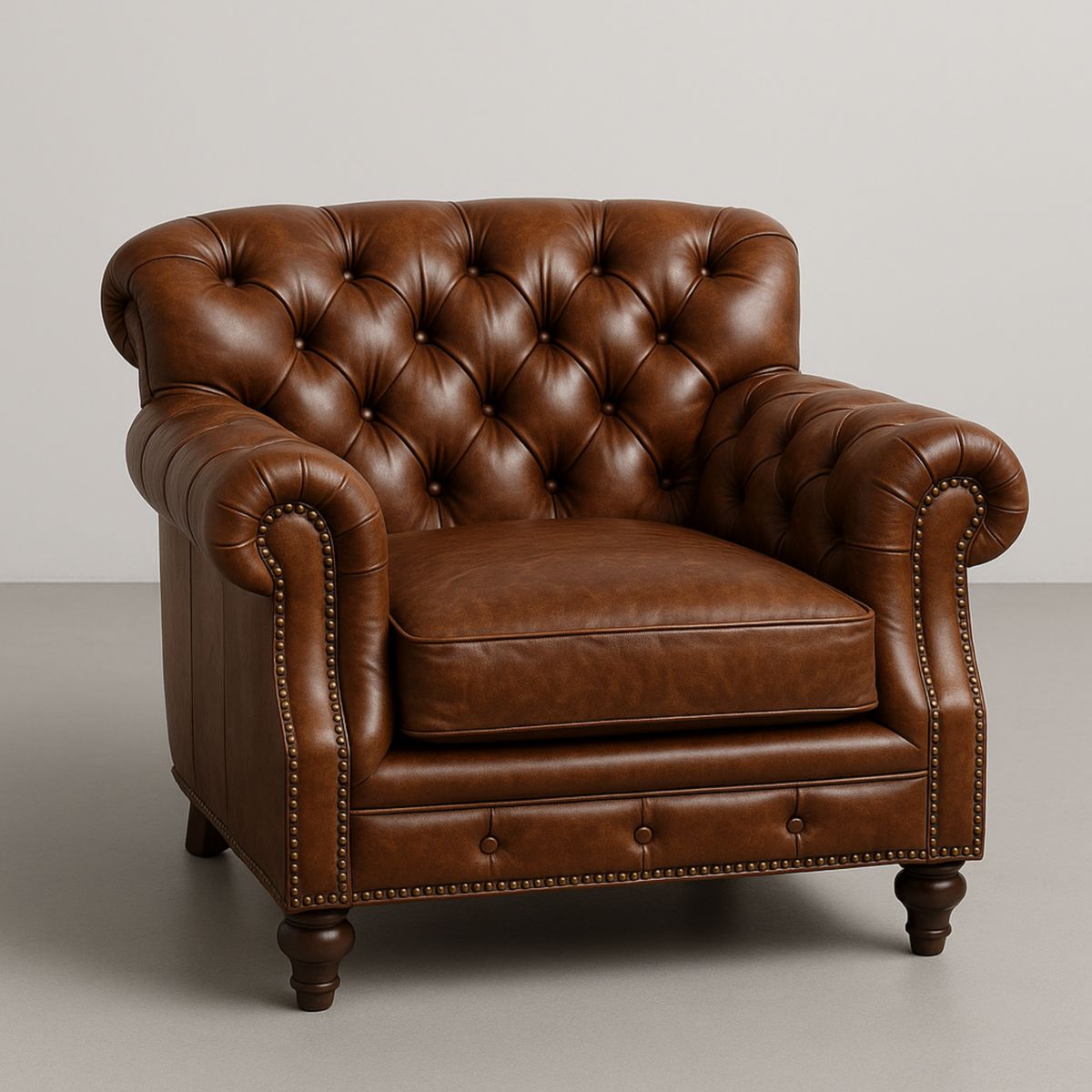 Chesterfield Sessel Leder Braun 100x80x70cm