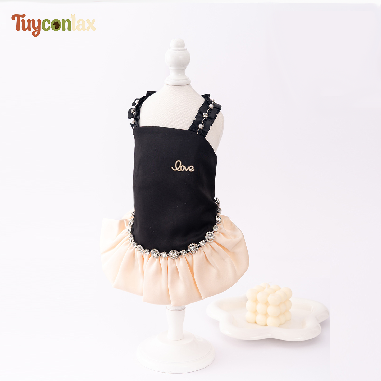 Luxury Black Pearl Dog Dress | Elegant Boutique Dress for Small Dogs