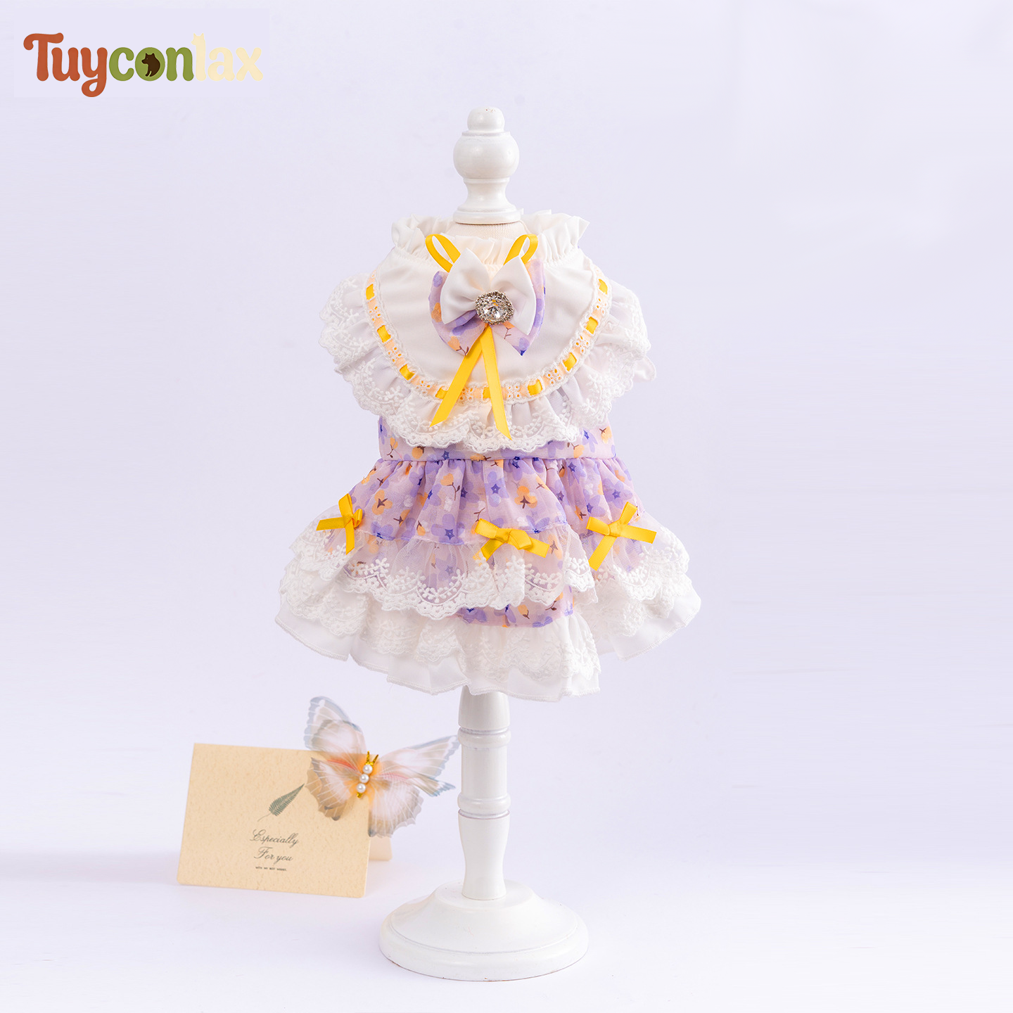 Lavender lace puppy princess dress | French country spring boutique small dog clothing