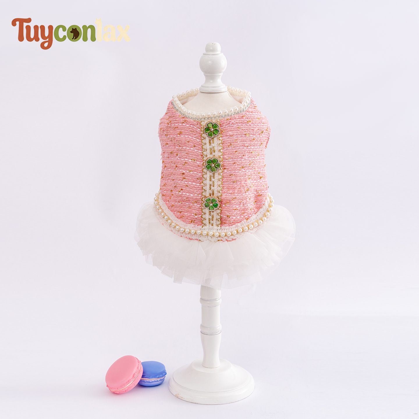 Luxury Pink Tweed Dog Dress | Boutique Princess Dress for Small Dogs