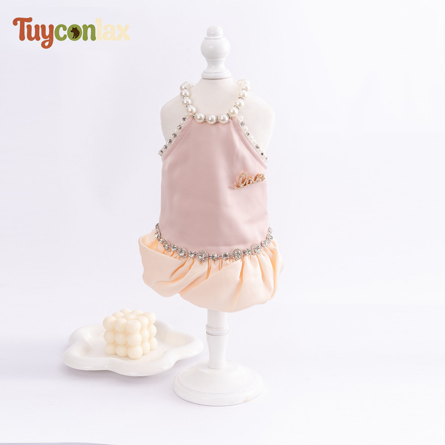 Pearl Princess Dog Dress | Luxury Pink Dog Dress for Small Dogs