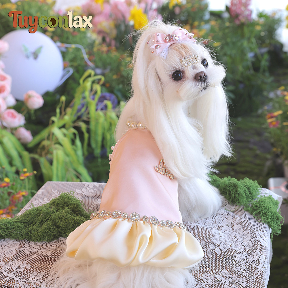 Pearl Princess Dog Dress | Luxury Pink Dog Dress for Small Dogs