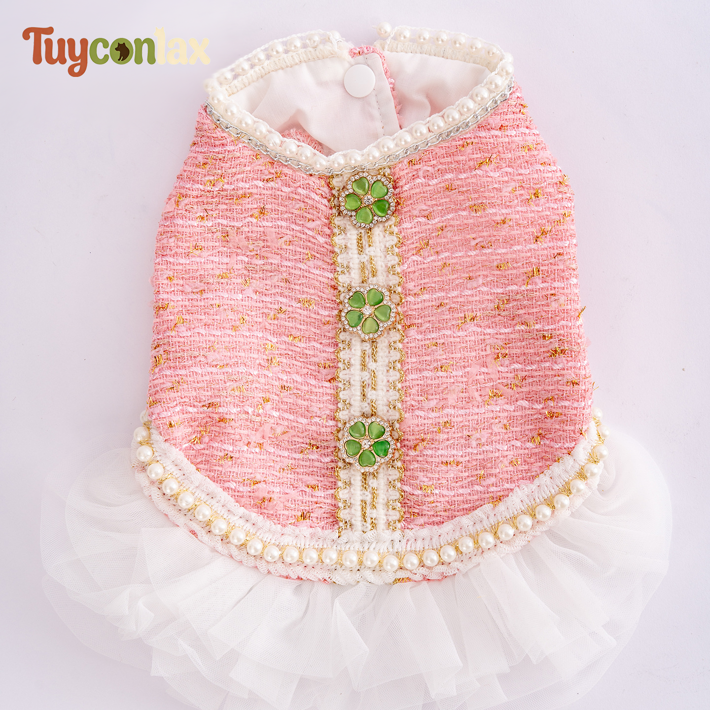 Luxury Pink Tweed Dog Dress | Boutique Princess Dress for Small Dogs
