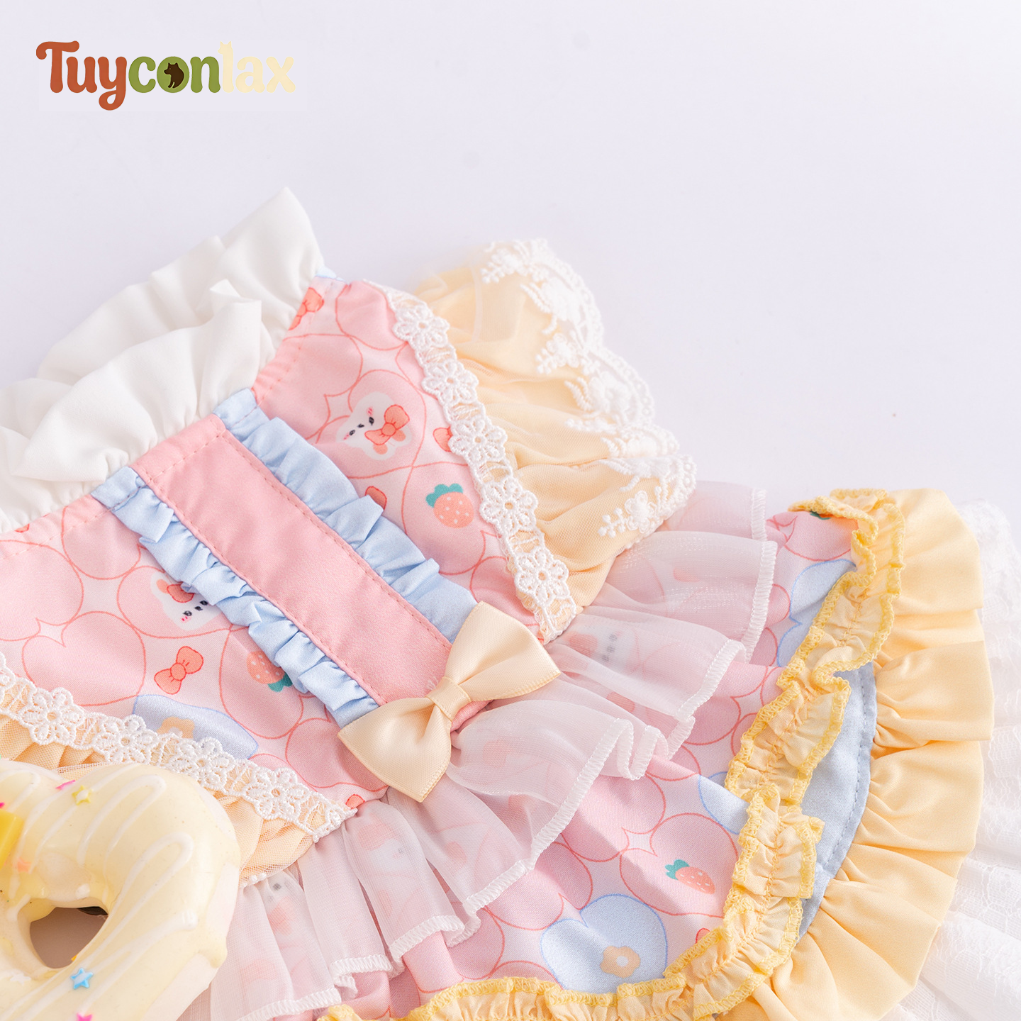 Pastel Pink Ruffle Lolita Dog Dress | Soft Spring Pastel Pet Princess Tutu Gown