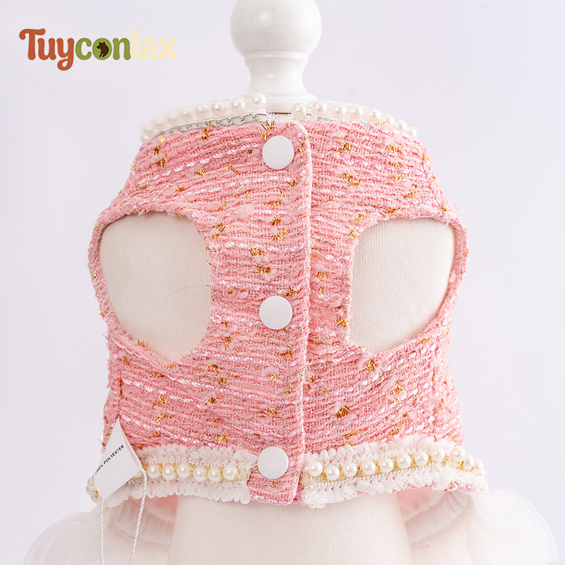 Luxury Pink Tweed Dog Dress | Boutique Princess Dress for Small Dogs