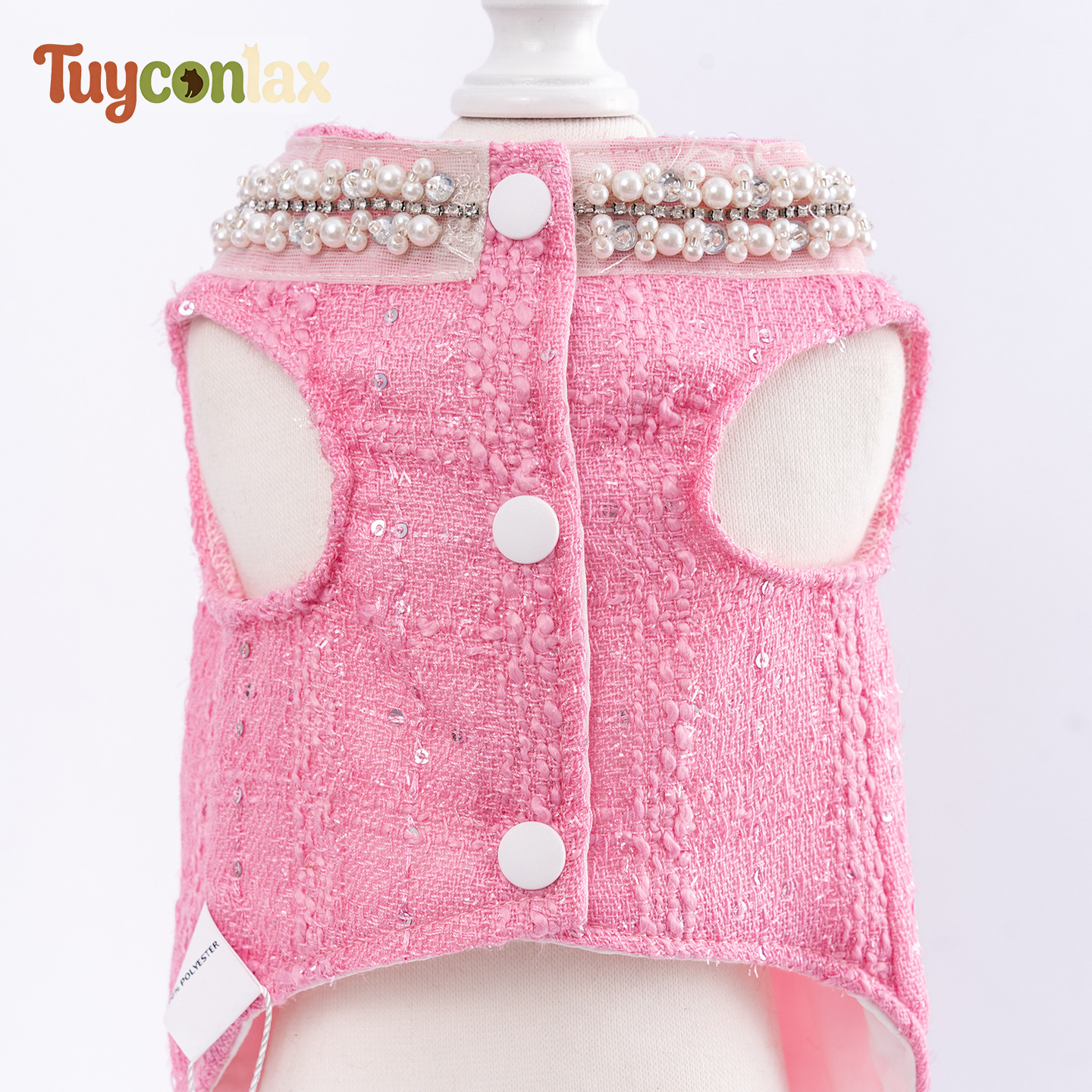 Luxury Pink Tweed Dog Dress | Elegant Boutique Outfit for Small Dogs