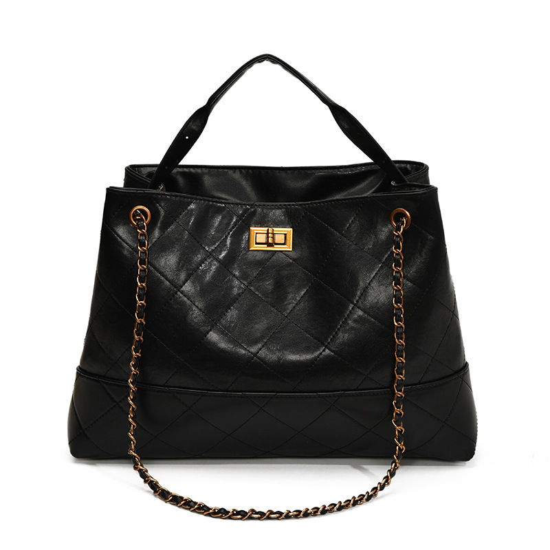VN-B11Fall Vintage Chanel-Inspired Tote | Suede Chain Crossbody & Top Handle