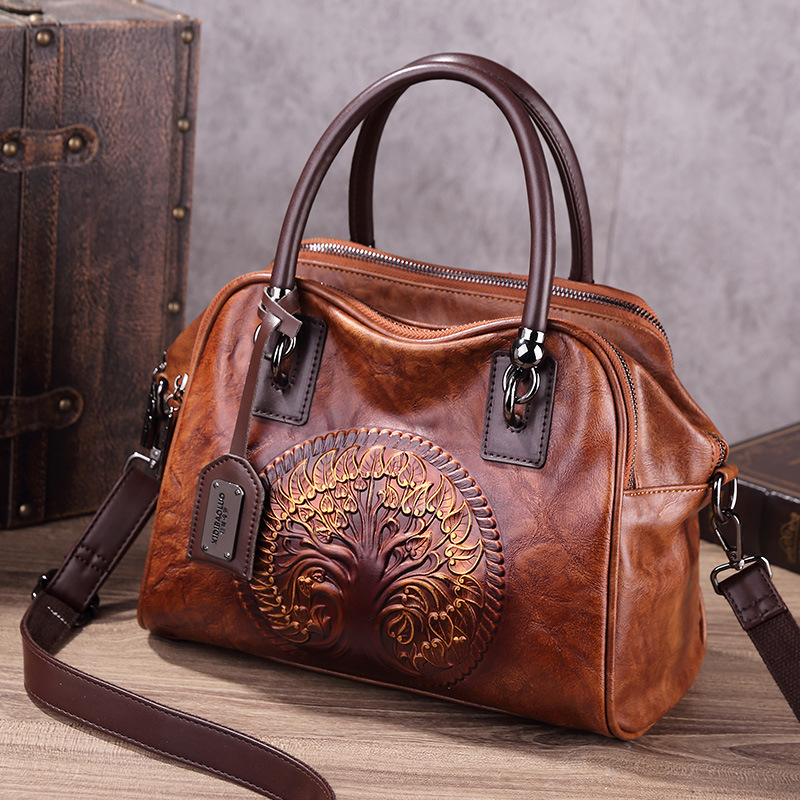 VN-B19Chinese Vintage Embossed Handbag | Stylish Gradient Design that Blends Elegance and Quality