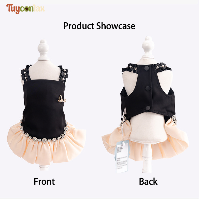 Luxury Black Pearl Dog Dress | Elegant Boutique Dress for Small Dogs