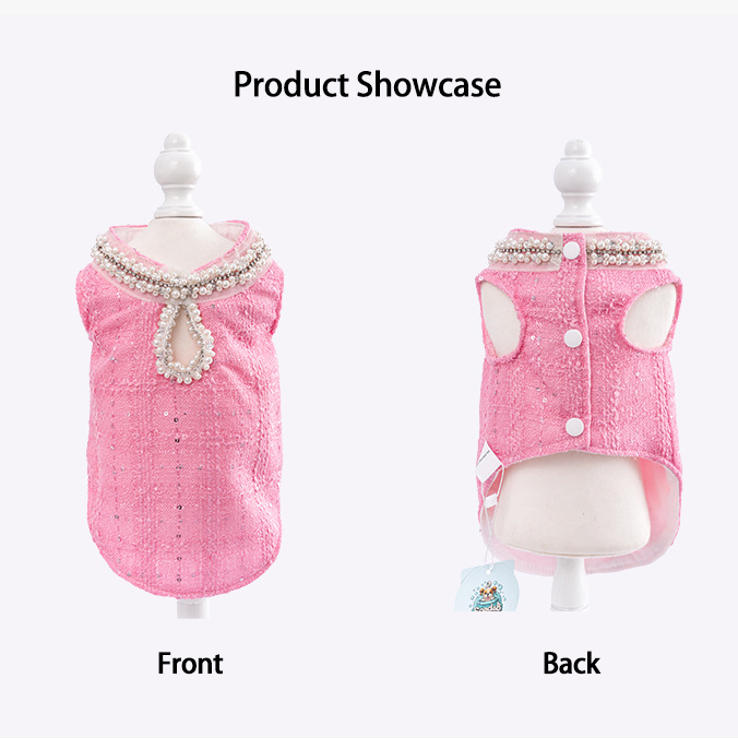 Luxury Pink Tweed Dog Dress | Elegant Boutique Outfit for Small Dogs