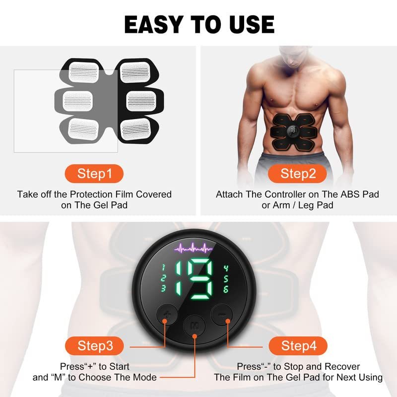 VN-H5 cepignoly Joinpital ABS Stimulator Workout Equipment, Ab Machine USB Rechargeable Gear for Abdomen/Arm/Leg, Strength Training Equipment for Men and Women
