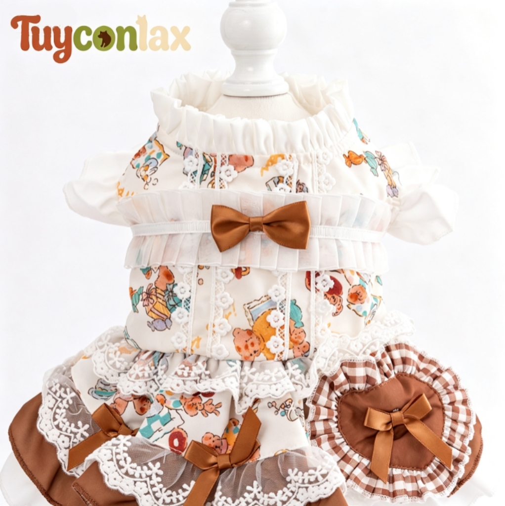 Luxury Floral Lace Princess Dress – Elegant Summer Pet Outfit
