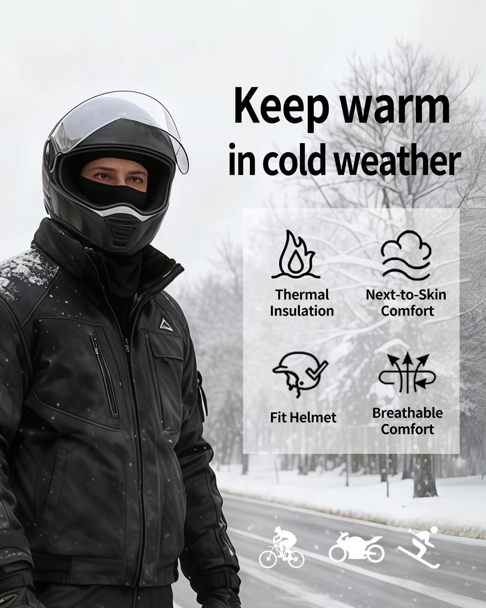 Lightweight Fleece-Lined Balaclava Ski Mask for Men & Women 