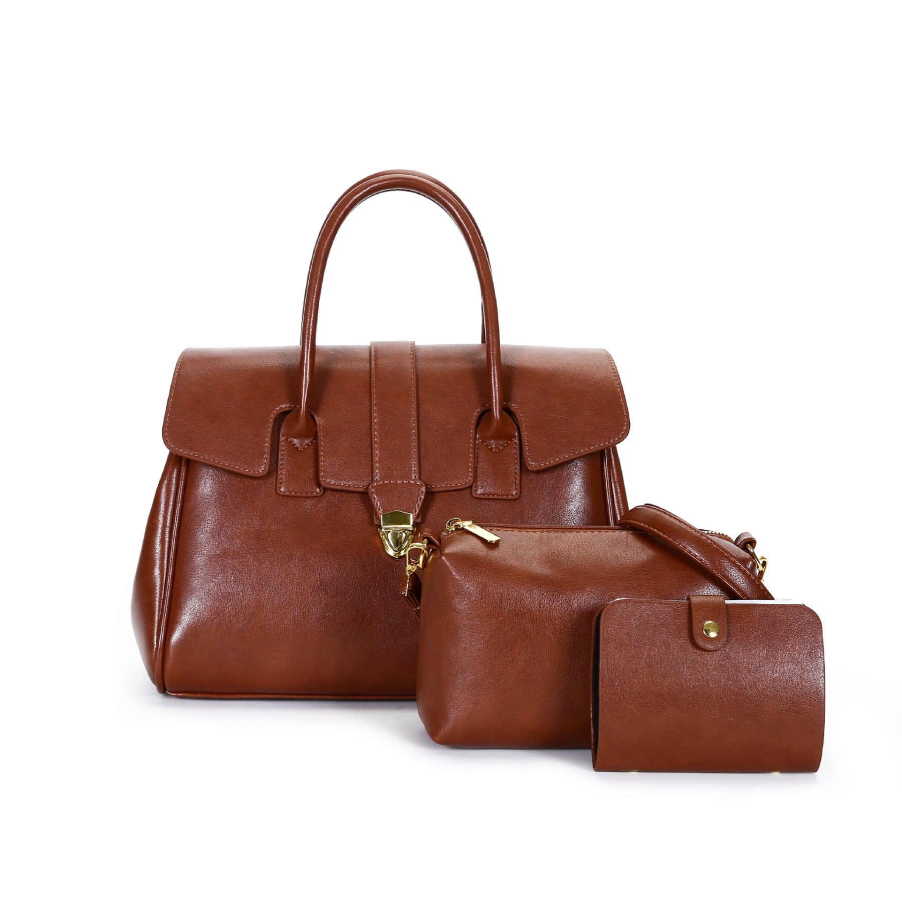 VN-B35 Classic 3-Piece Leather Tote Set – Elegant, Spacious & Everyday Ready