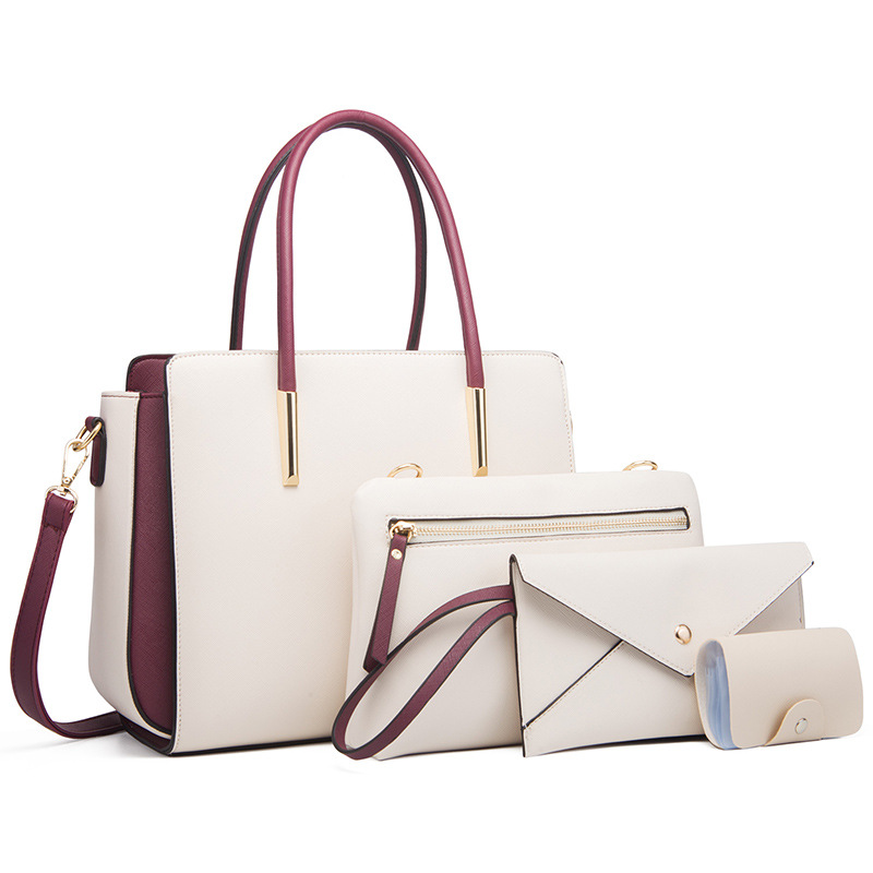 VN-B17Stylish Color-Block 4-Piece Bag Set | Fresh & Versatile Tote, Shoulder & Crossbody Bags