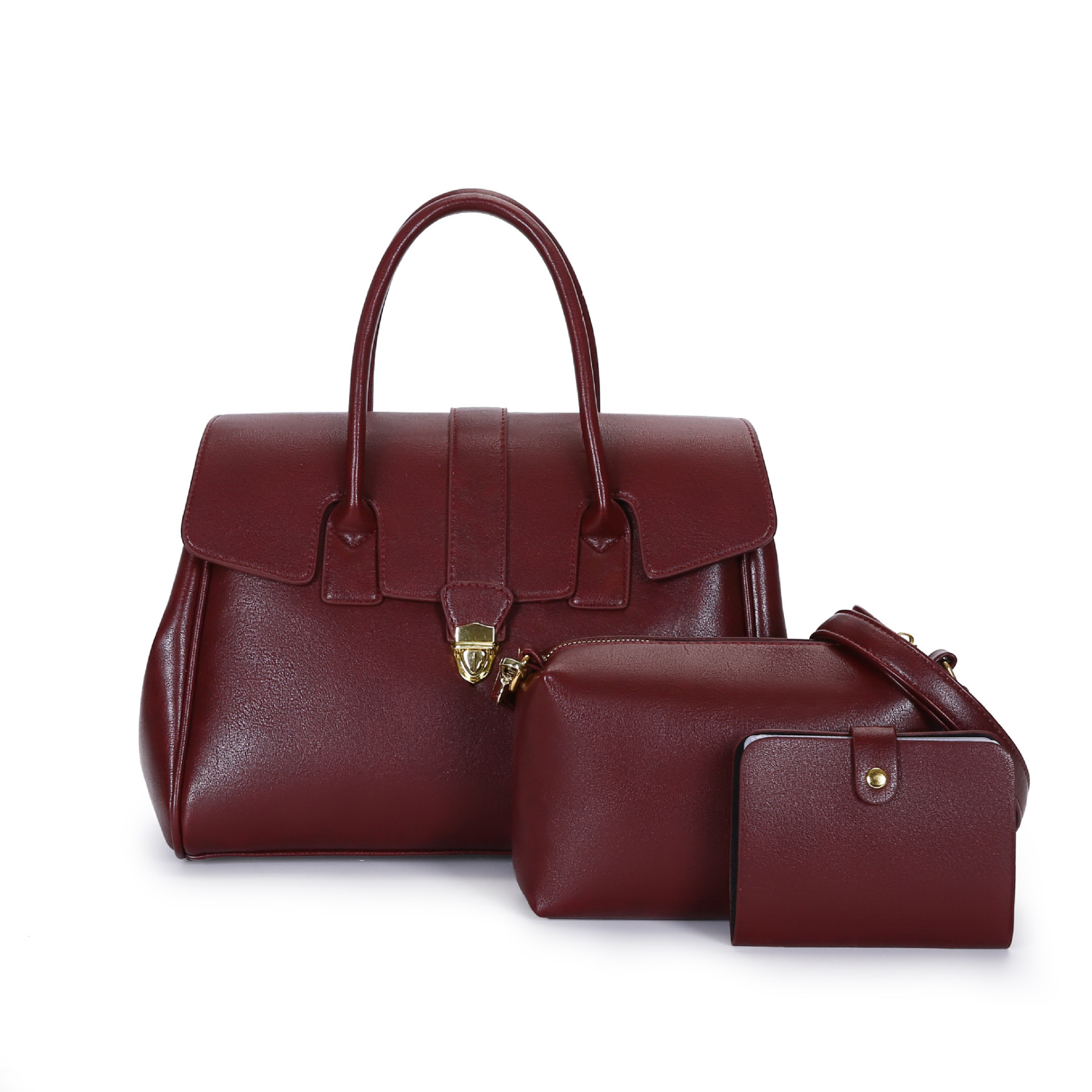 VN-B35 Classic 3-Piece Leather Tote Set – Elegant, Spacious & Everyday Ready