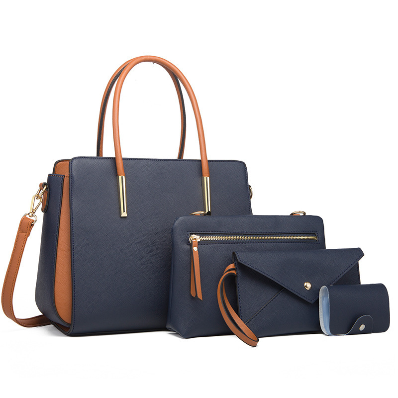 VN-B17Stylish Color-Block 4-Piece Bag Set | Fresh & Versatile Tote, Shoulder & Crossbody Bags