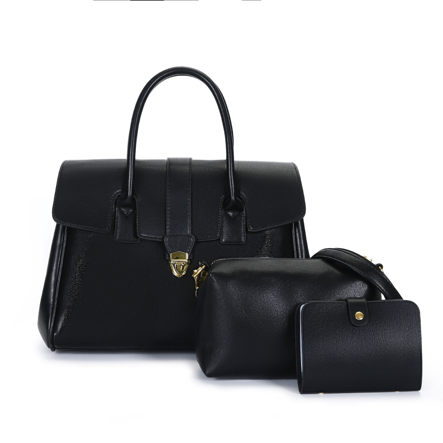 VN-B35 Classic 3-Piece Leather Tote Set – Elegant, Spacious & Everyday Ready