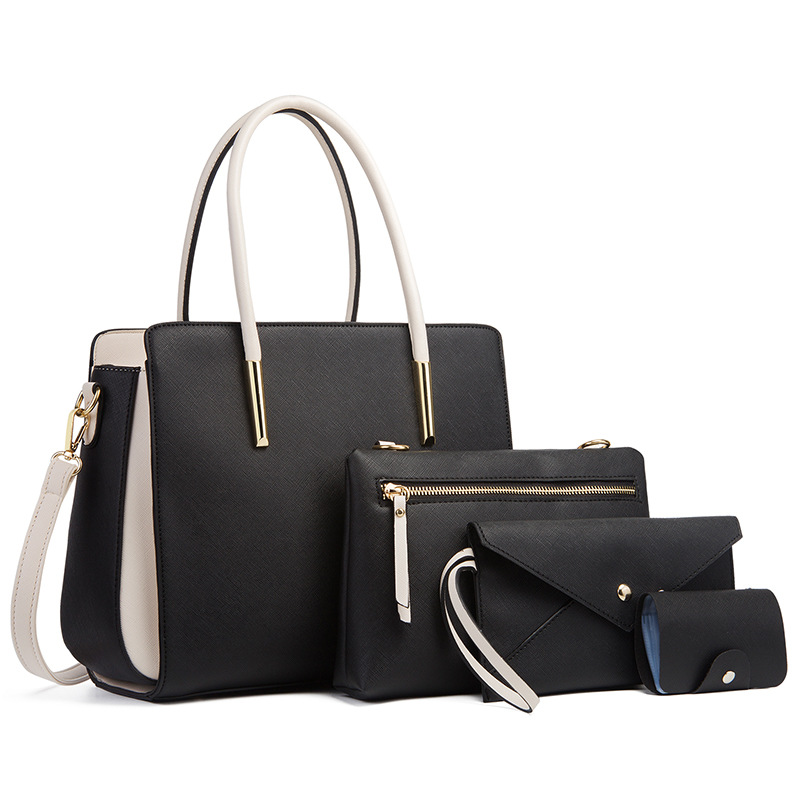 VN-B17Stylish Color-Block 4-Piece Bag Set | Fresh & Versatile Tote, Shoulder & Crossbody Bags