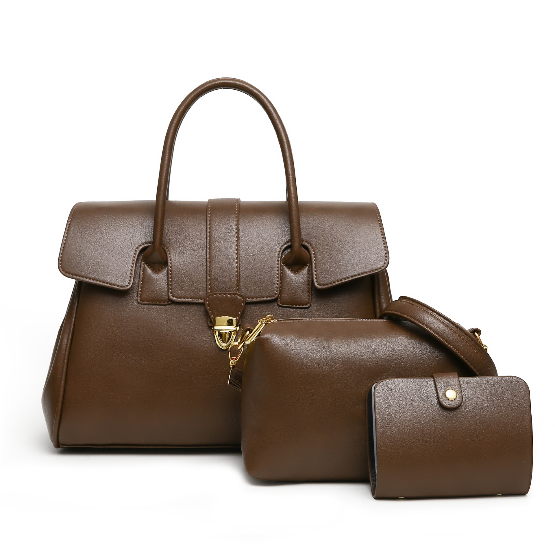 VN-B35 Classic 3-Piece Leather Tote Set – Elegant, Spacious & Everyday Ready