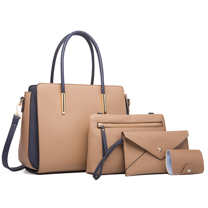 VN-B17Stylish Color-Block 4-Piece Bag Set | Fresh & Versatile Tote, Shoulder & Crossbody Bags