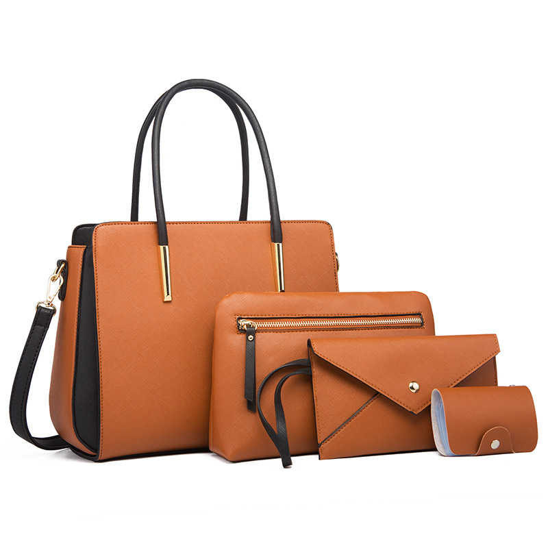 VN-B17Stylish Color-Block 4-Piece Bag Set | Fresh & Versatile Tote, Shoulder & Crossbody Bags