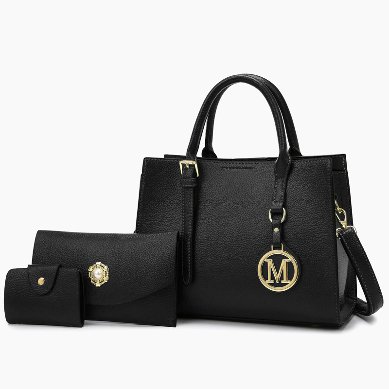 VN-B29 Elegant & Minimalist 3-Piece M-Logo Handbag Set for Women