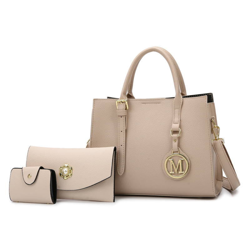 VN-B29 Elegant & Minimalist 3-Piece M-Logo Handbag Set for Women