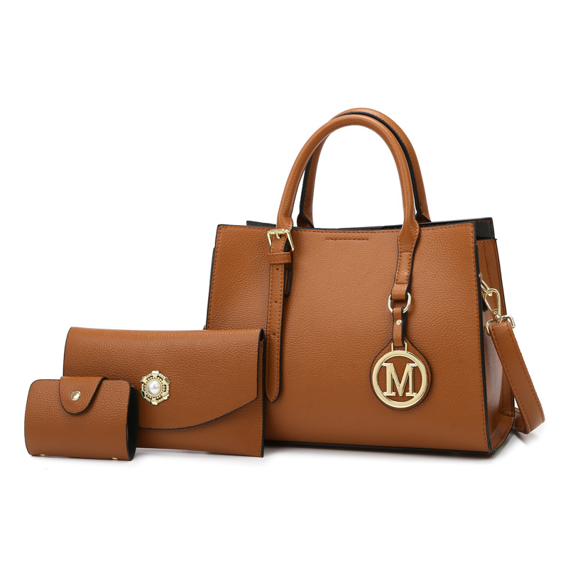 VN-B29 Elegant & Minimalist 3-Piece M-Logo Handbag Set for Women