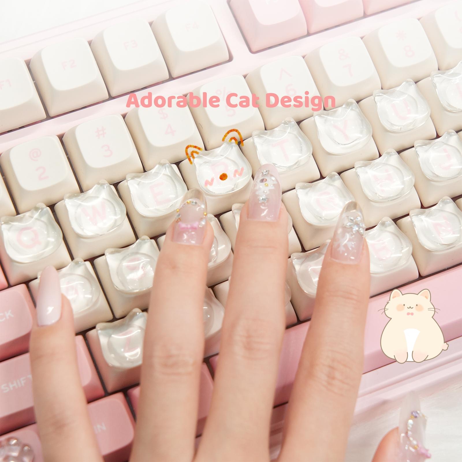 AULA Cat-Shaped Clear Glass Typing Stickers for Long Nails Fully Transparent Sticker Compatible with Desktop Laptop Keyboard & Button Booster Set 30pcs Gaming Keyboard Accessories Nail-Friendly Design AULA Cat-Shaped Clear Glass Typing Stickers for Long Nails Fully Transparent Sticker Compatible with Desktop Laptop Keyboard & Button Booster Set 30pcs Gaming Keyboard Accessories Nail-Friendly Design