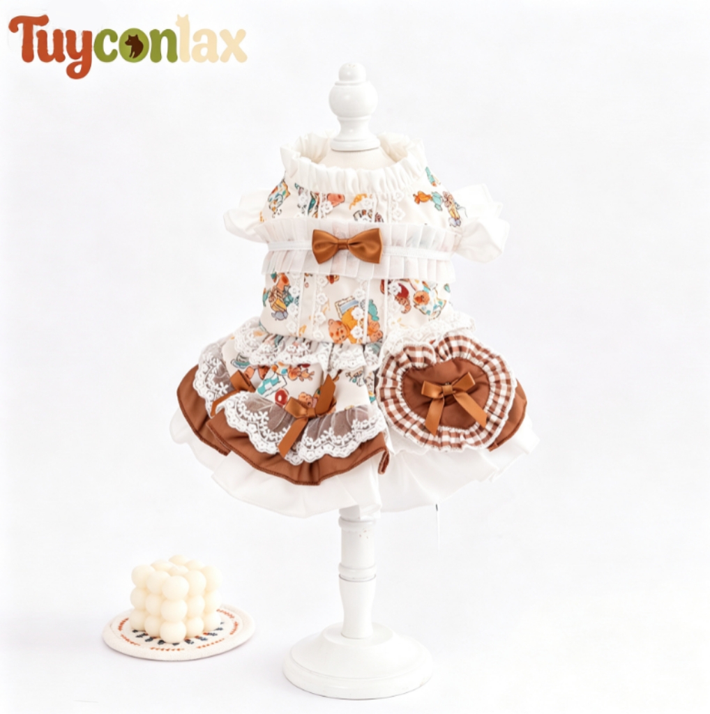 Luxury Floral Lace Princess Dress – Elegant Summer Pet Outfit