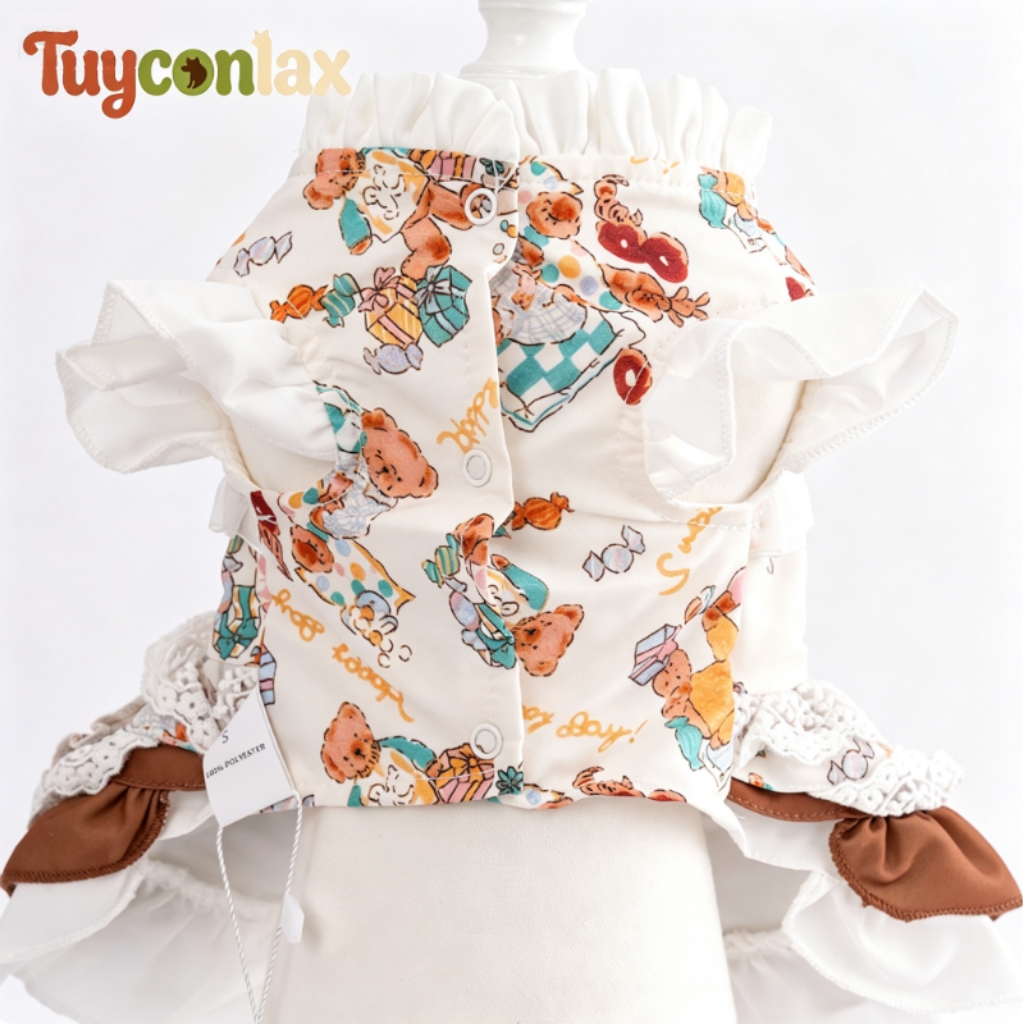 Luxury Floral Lace Princess Dress – Elegant Summer Pet Outfit