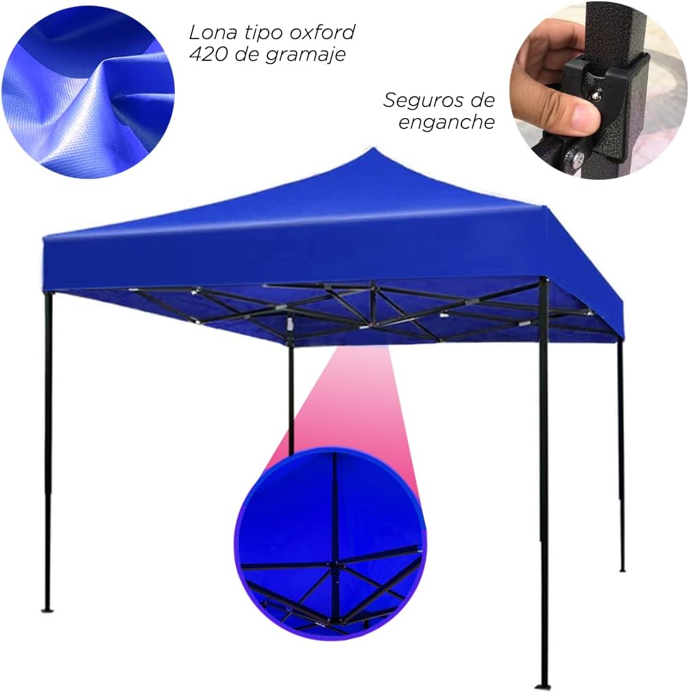VANLIG | Carpa Toldo Plegable 3x3m | Impermeable, Reforzado y Resistente | Fácil de Armar | Protección Solar UV | Ideal para Jardín, Eventos y Exterior | Color Azul