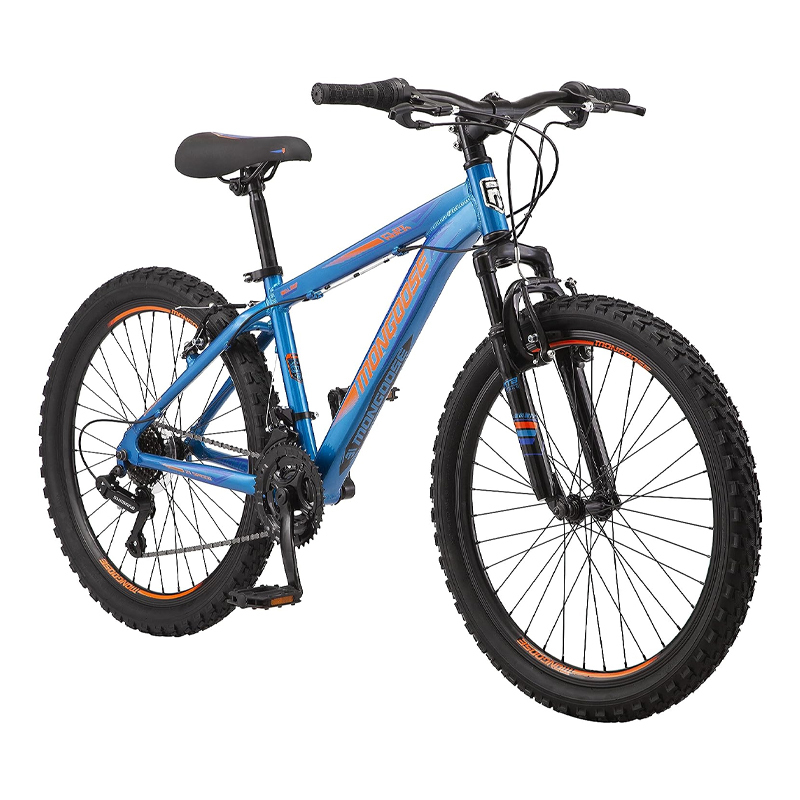 Mongoose Flatrock Hardtail Mountain Bike for Youth Adult Men Women, 21-Speed Twist Shifters, 24 to 29-Inch Wheels, 14.5 to 18-Inch Aluminum Frame Options