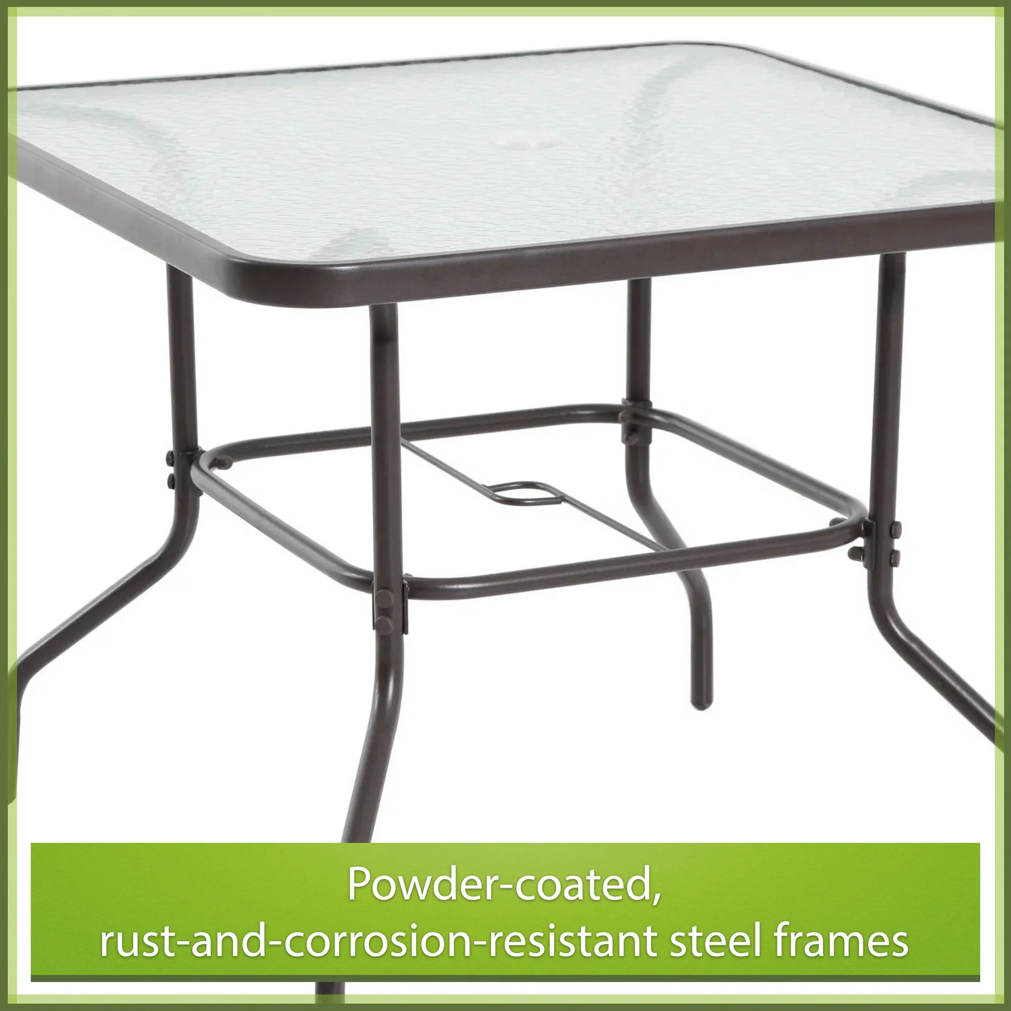 Juego de comedor para patio exterior Mainstays Albany Lane de 6 piezas, negro (base de sombrilla se vende por separado)