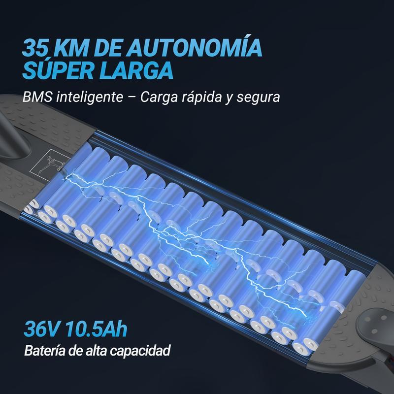 LADPED LP80 Patinete Eléctrico｜Velocidad máxima de 31 km/h｜Autonomía de hasta 30 km｜Motor de 350W｜Neumáticos antipinchazos de 8.5 pulgadas｜3 modos de velocidad｜Sistema de doble freno｜Diseño plegable y portátil｜Control mediante App｜Freno de tambor｜Capacida