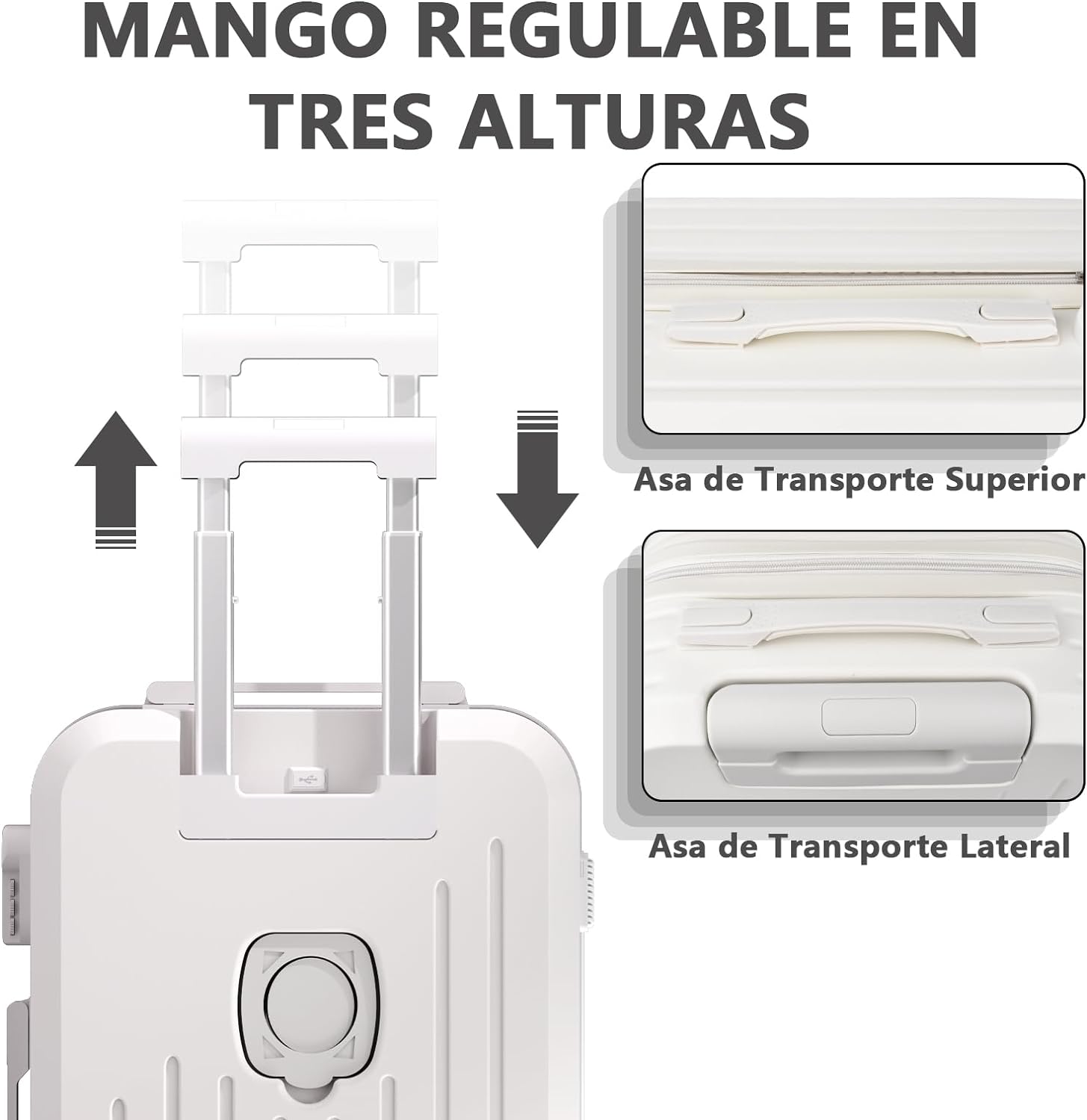 HOGESA Juego de Maletas de Viaje, Maletas de Viaje Carry On 21”, Maleta de Mano Pequeña con Ruedas Silenciosas de 360 Grados, Equipaje de Mano para Avion con Candado de Seguridad - 2 Piezas (Blanco)