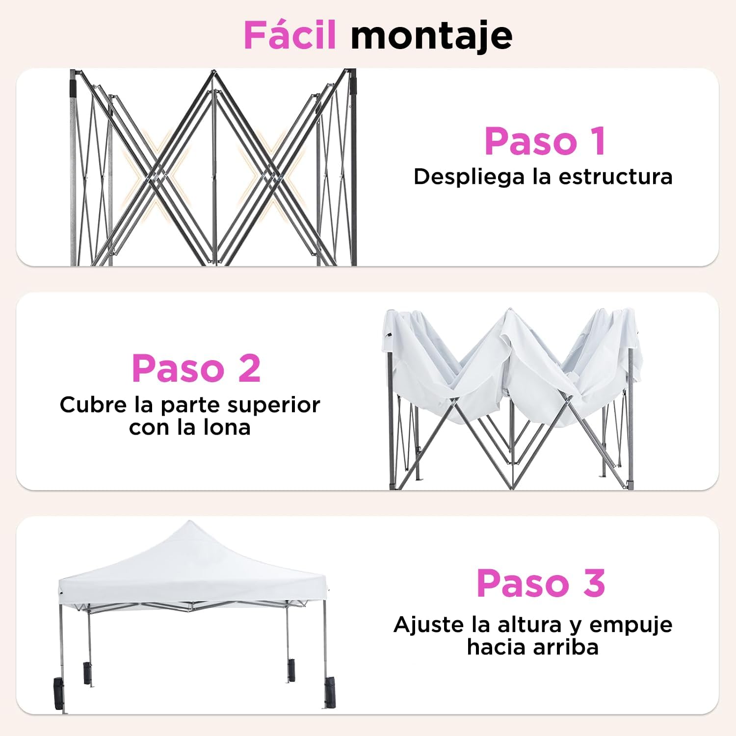 VANLIG | Carpa Toldo Plegable 3x3m | Impermeable, Reforzado y Resistente | Fácil de Armar | Protección Solar UV | Ideal para Jardín, Eventos y Exterior | Color Azul