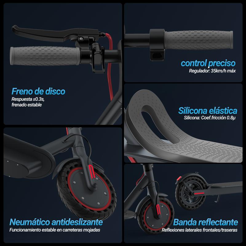 LADPED LP80 Patinete Eléctrico｜Velocidad máxima de 31 km/h｜Autonomía de hasta 30 km｜Motor de 350W｜Neumáticos antipinchazos de 8.5 pulgadas｜3 modos de velocidad｜Sistema de doble freno｜Diseño plegable y portátil｜Control mediante App｜Freno de tambor｜Capacida