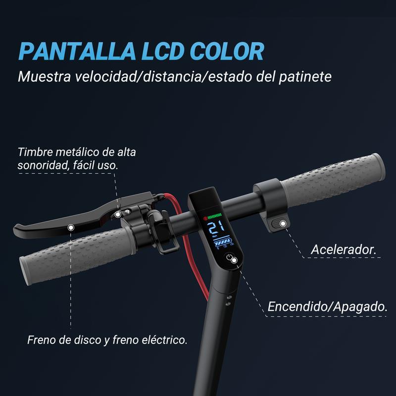 LADPED LP80 Patinete Eléctrico｜Velocidad máxima de 31 km/h｜Autonomía de hasta 30 km｜Motor de 350W｜Neumáticos antipinchazos de 8.5 pulgadas｜3 modos de velocidad｜Sistema de doble freno｜Diseño plegable y portátil｜Control mediante App｜Freno de tambor｜Capacida